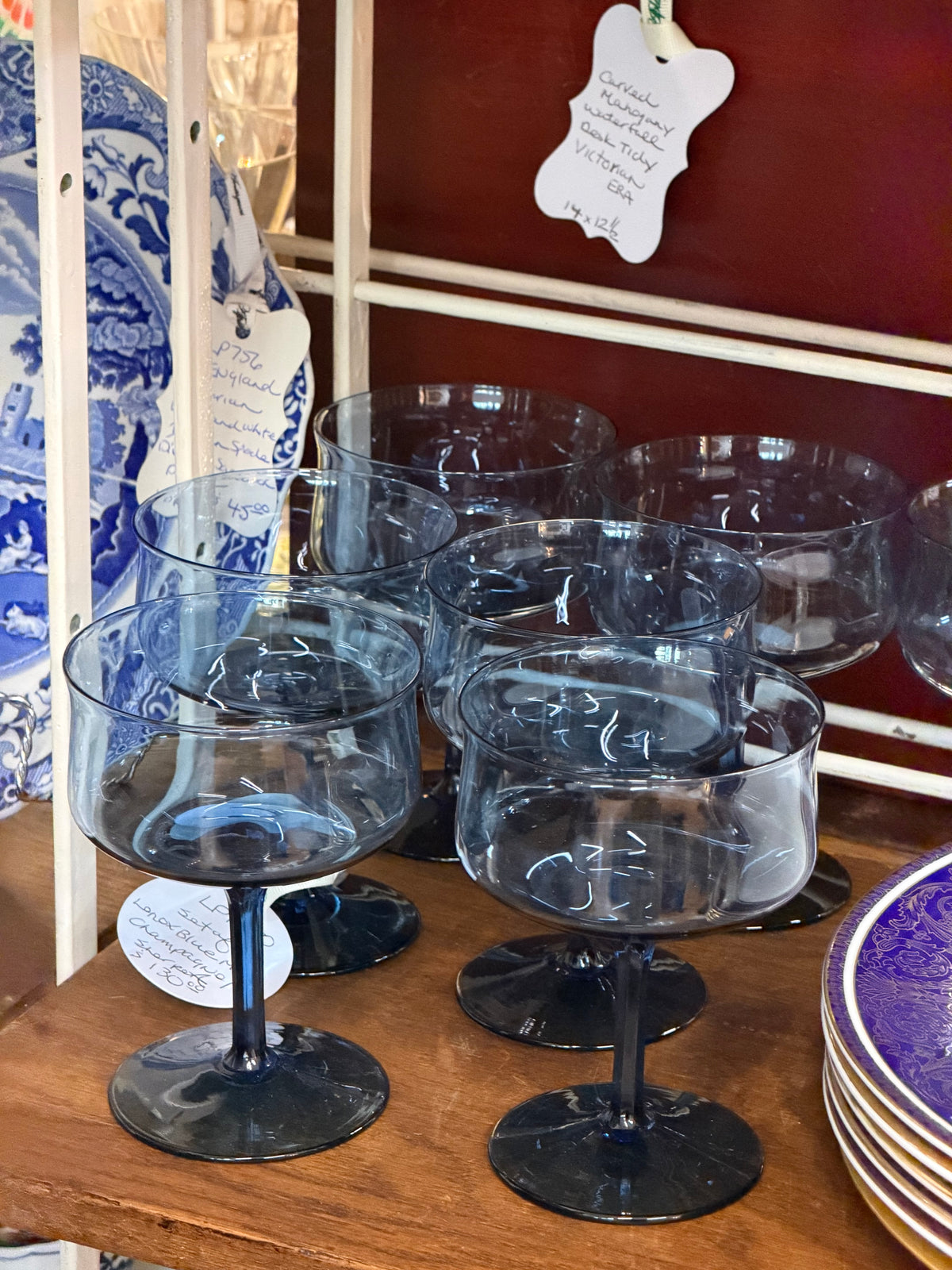 Lenox Blue Mist Champagne Glasses | Set of 7