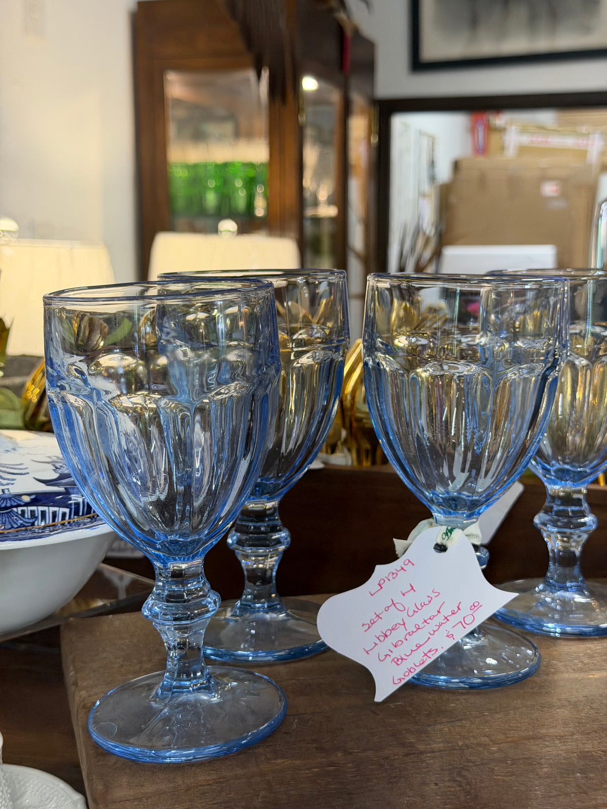 Libbey Gibraltar Blue Water Goblets | Set of 4