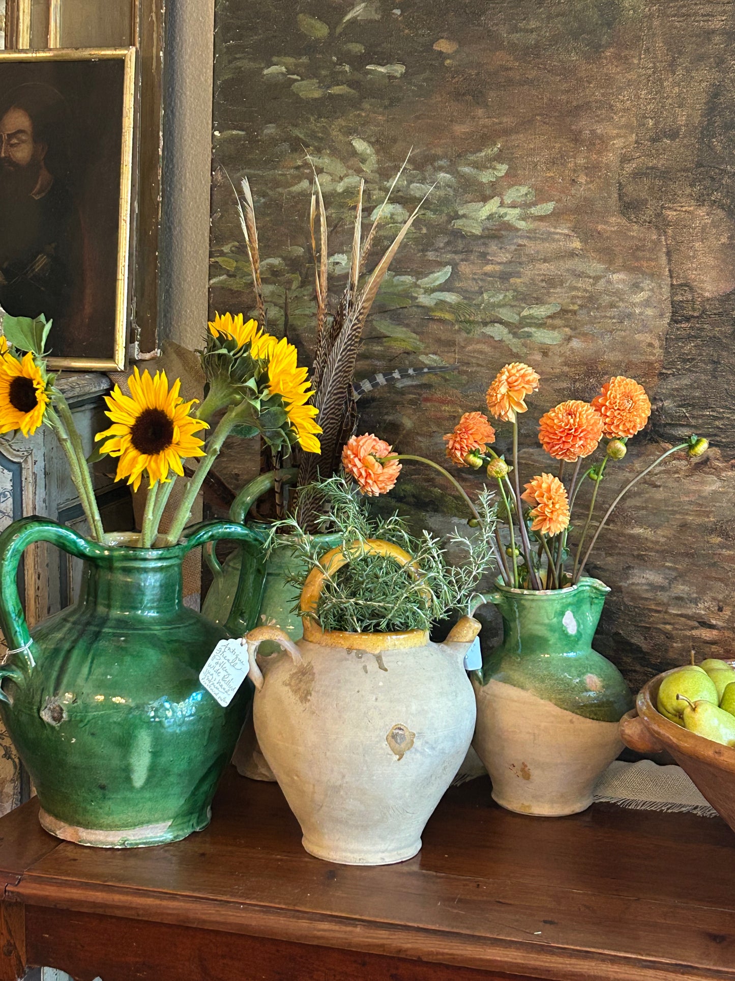 Antique French Castelnaudary green orjol