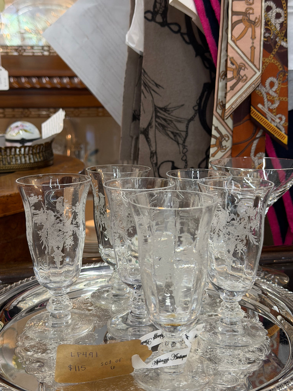 Vintage Persian Pheasant Juice Glasses by Tiffin-Franciscan Set of 6