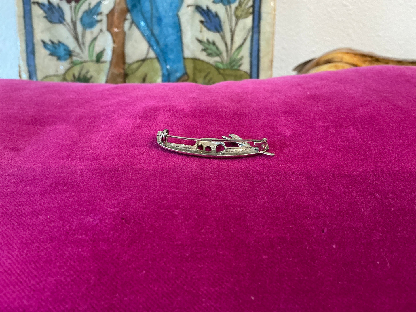 Vintage Gondola Brooch, Silver 800 and Sparkling Marcasite, Purchased in Venice
