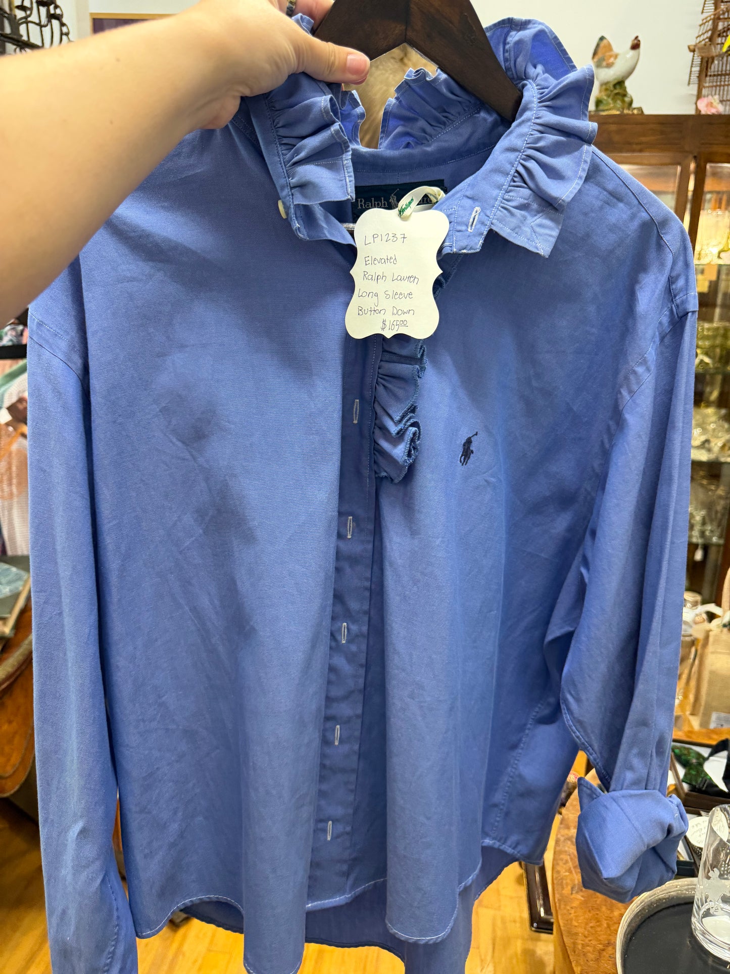 English Ralph Lauren Ruffle Shirt Blue