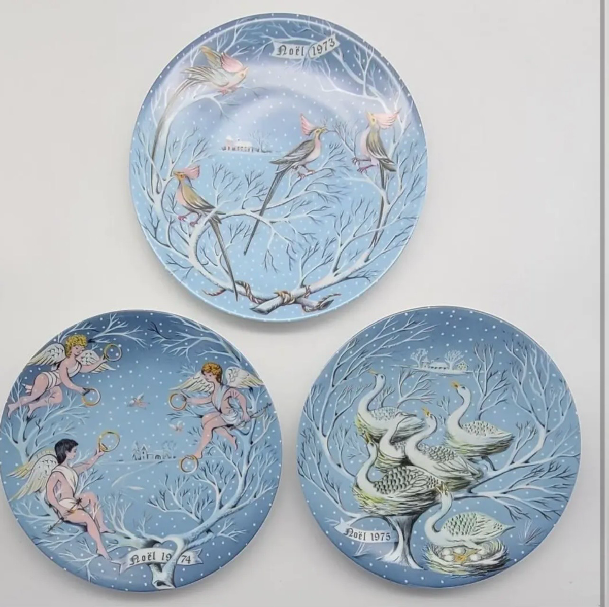 Vintage 1970s Haviland Limoge & Remy Hetraue the Twelve Days of Christmas Plates | Set of 12