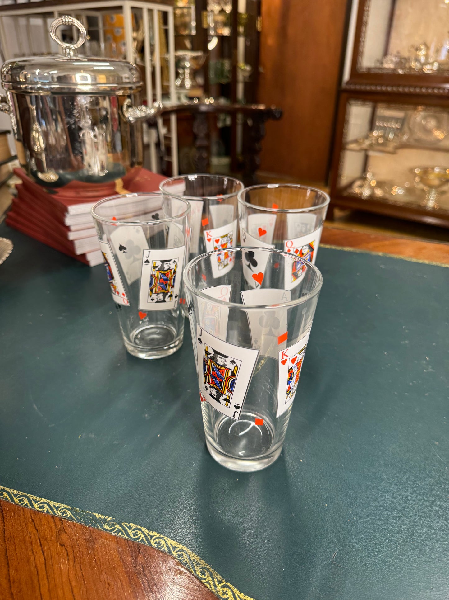 Set of 4 Vintage Card Highball Tumblers