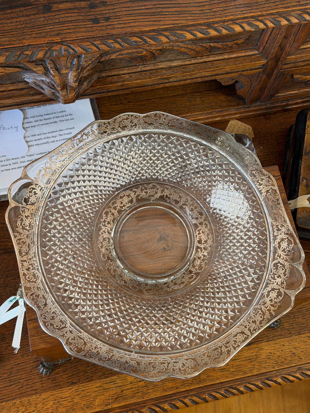Glass & Sterling Cake Plate