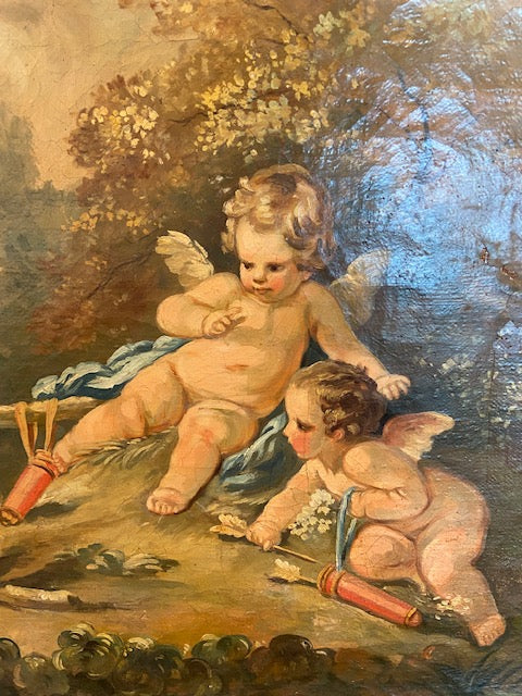 18th Century Louis XV French Trumeau Mirror With Cherubs