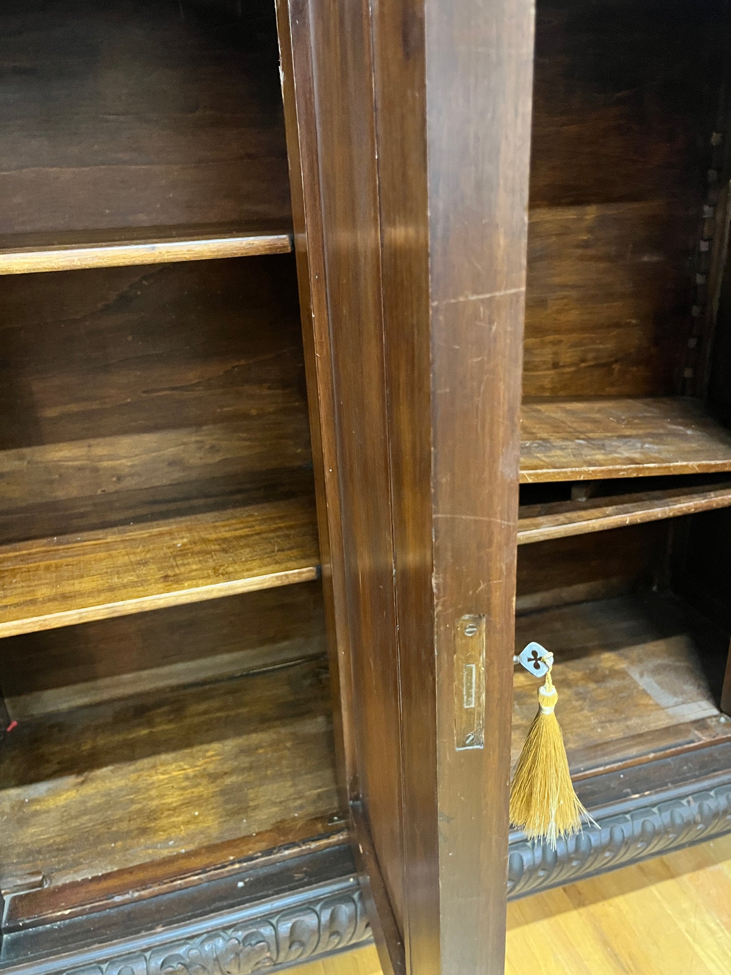 Italian renaissance revival carved walnut lift top cabinet