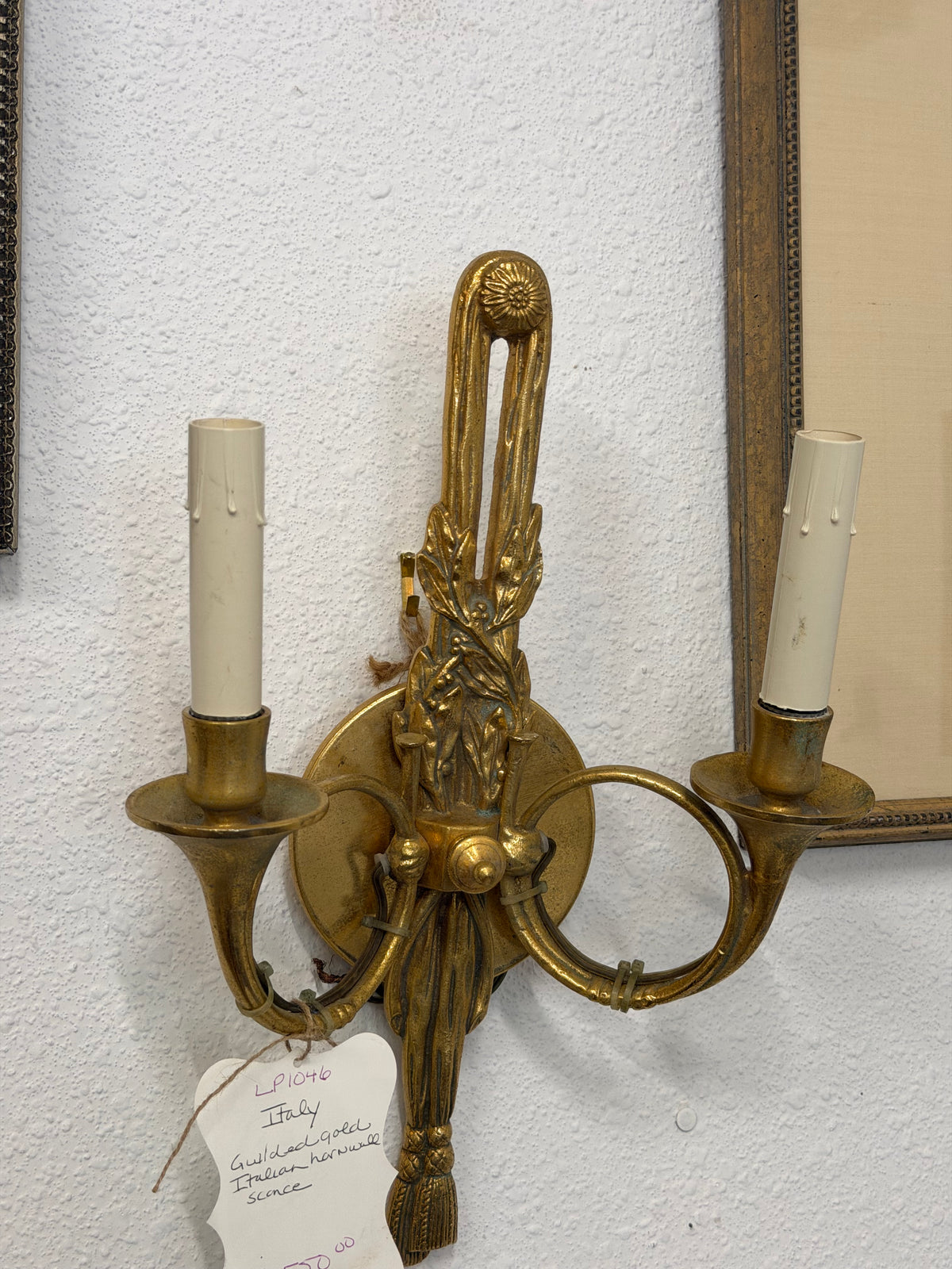 Italian Gilded Gold Horn Wall Sconce