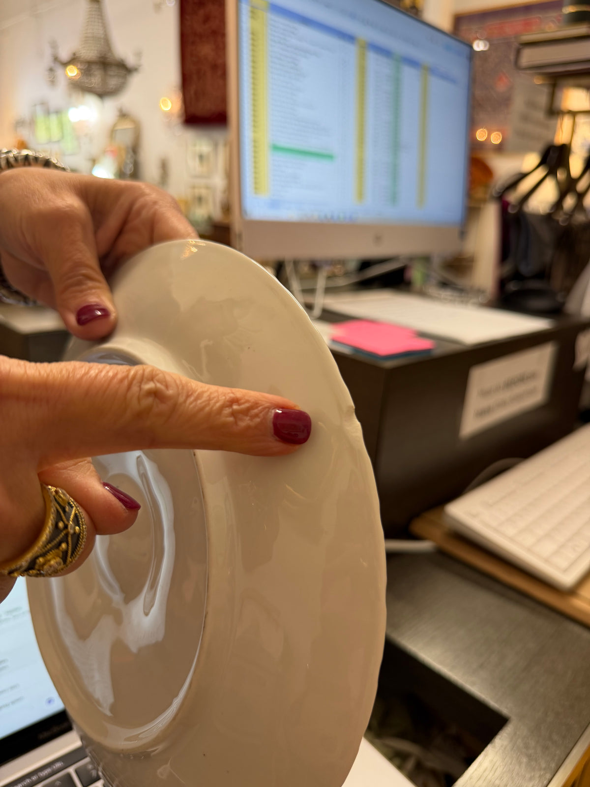 Vintage White French Oyster Plate | Small Love Bite