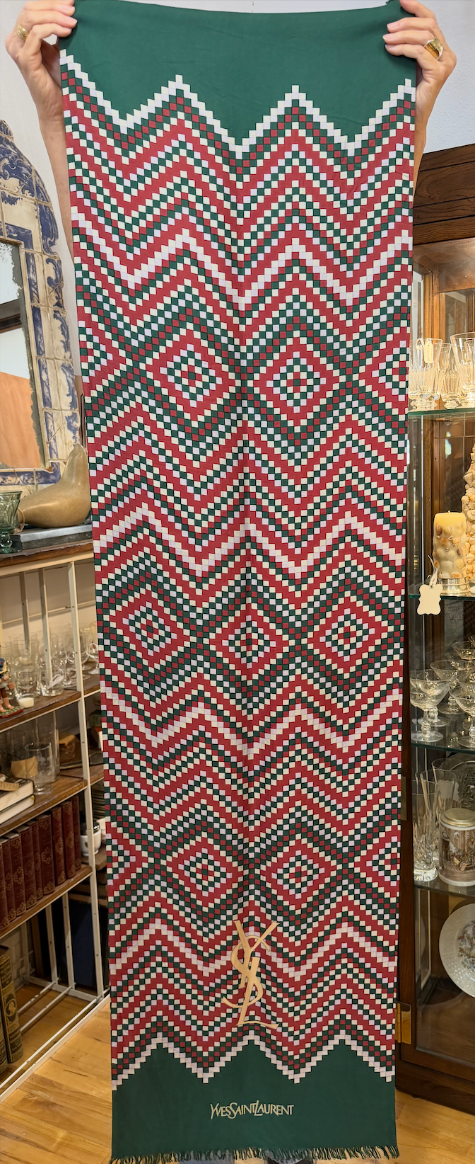 YSL Scarf, Green and Red