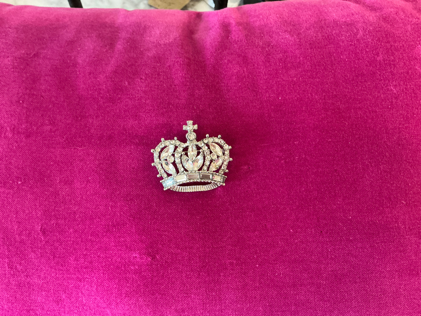 Vintage Rhinestone Crown Brooch from Great Britain