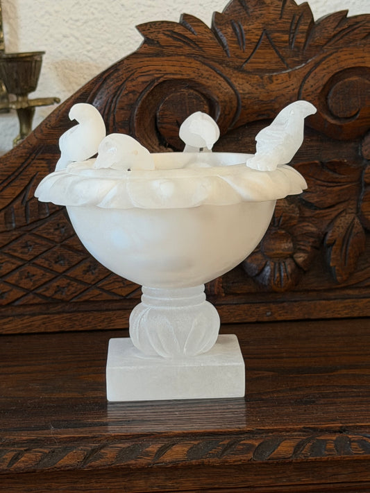 Small Antique Alabaster Birdbath