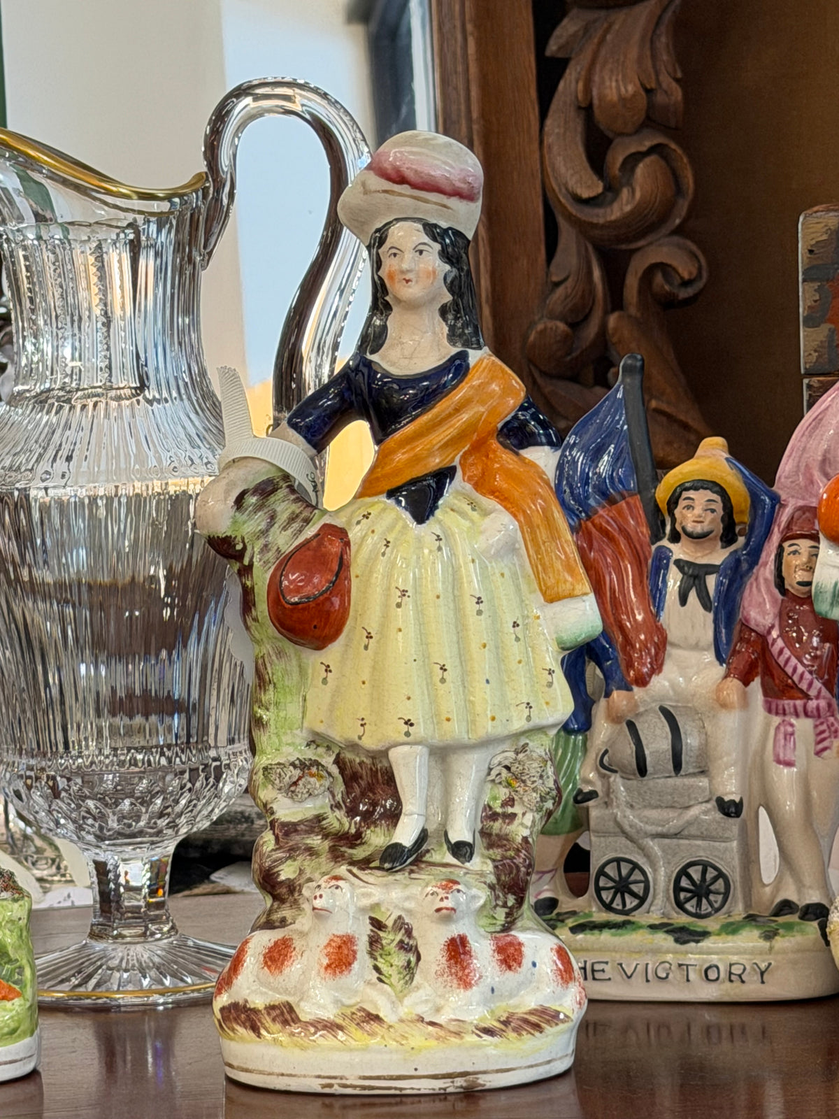 Antique 19th Century Staffordshire Porcelain Highlander Shepherdess