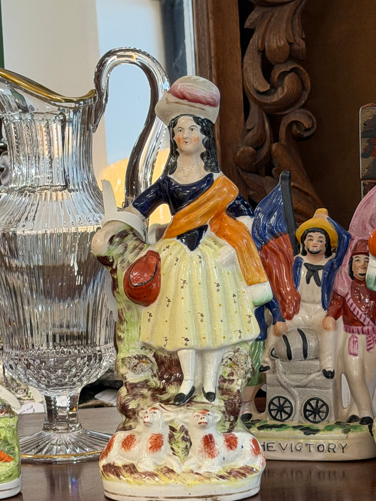 Antique 19th Century Staffordshire Porcelain Highlander Shepherdess