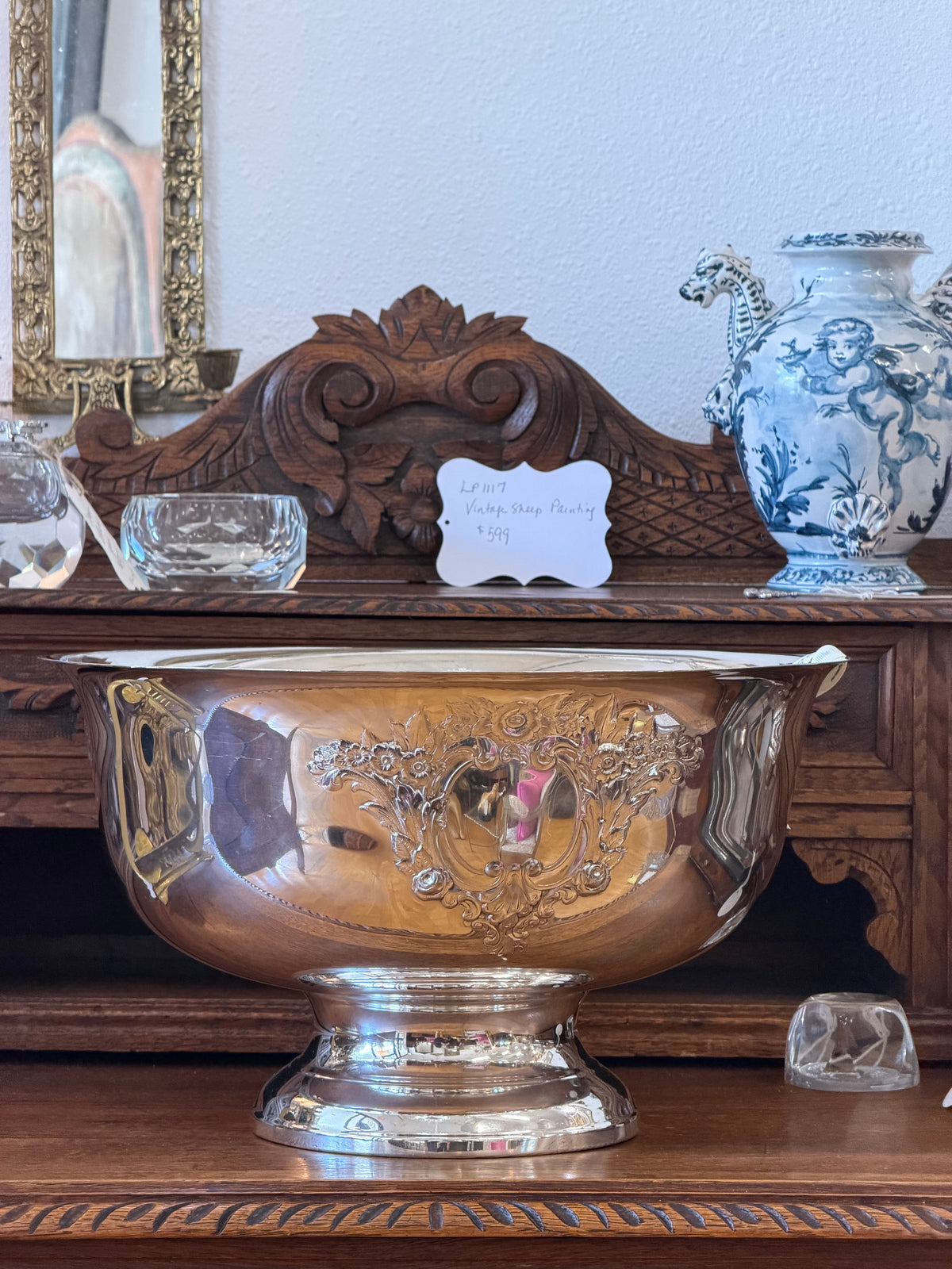 Large Silver Plate Punch Bowl