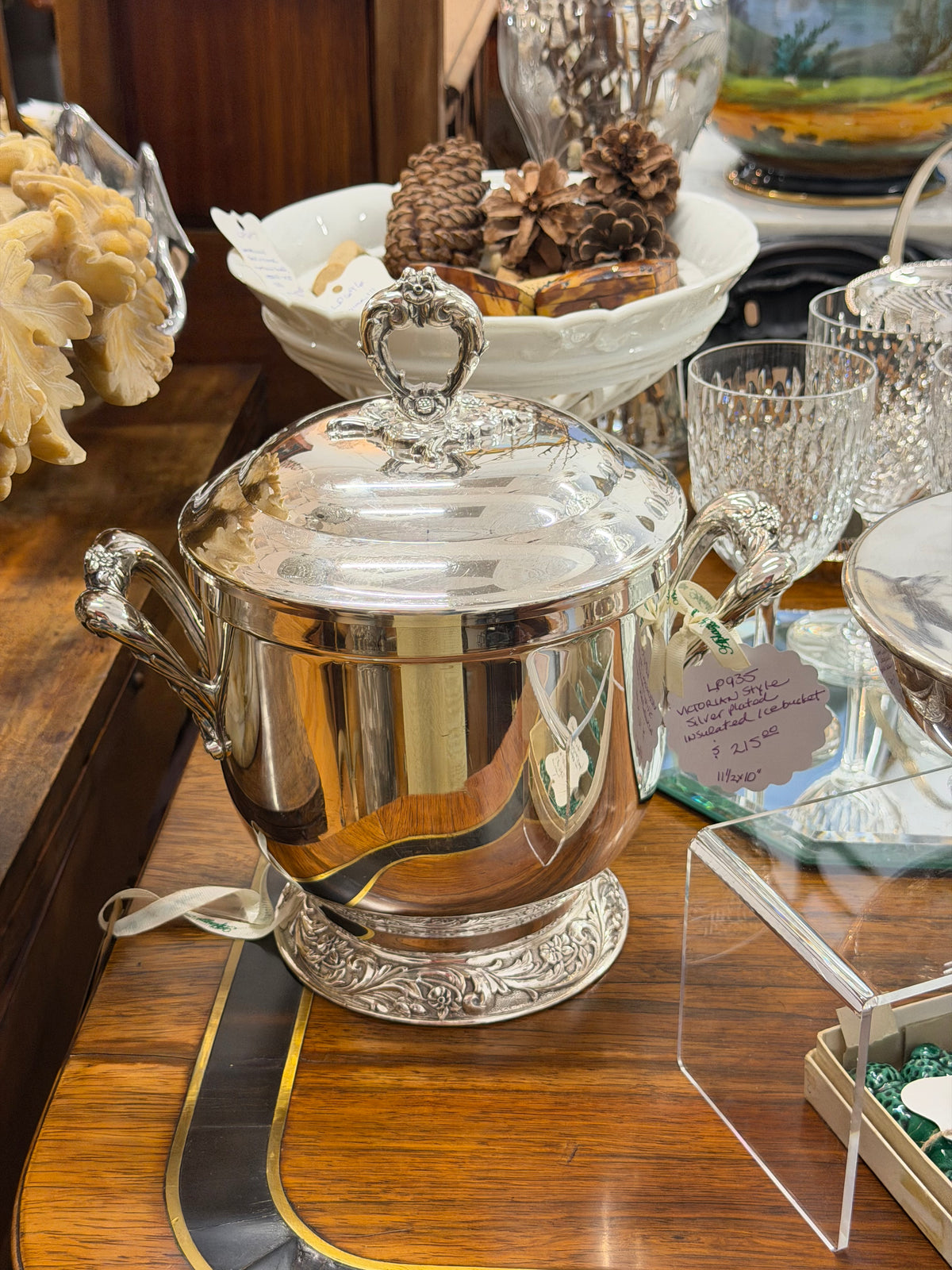 Victorian Style Silverplated Insulated Ice Bucket