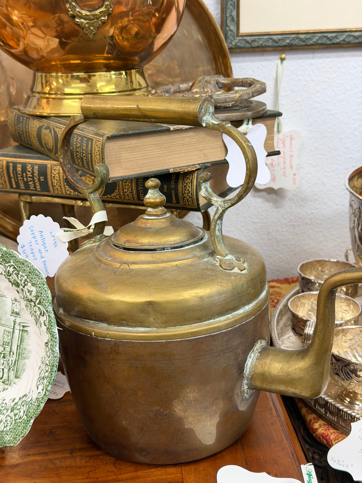 Antique Copper and Brass Teapot