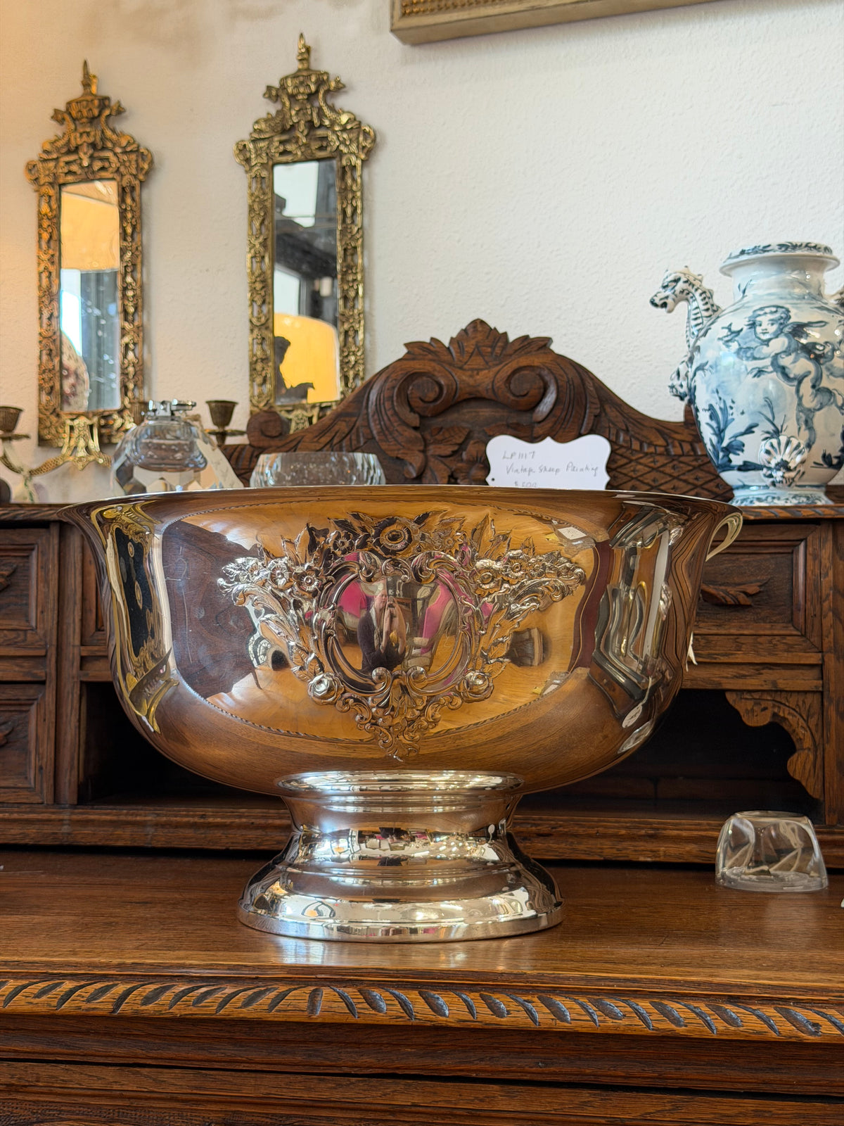 Large Silver Plate Punch Bowl