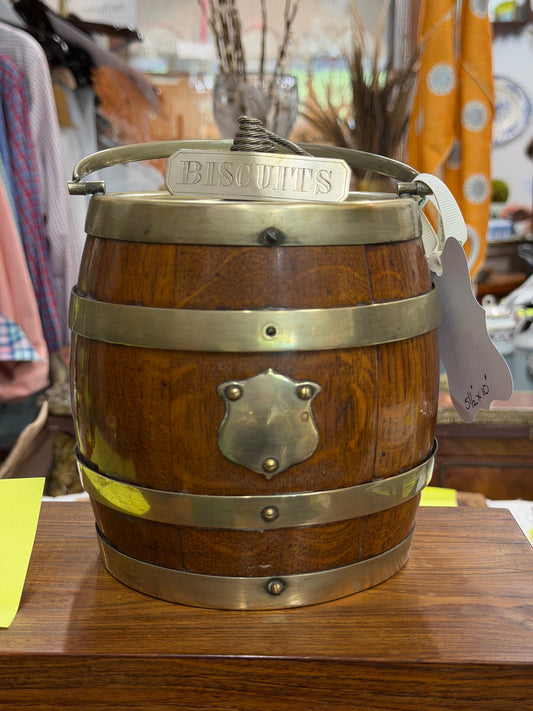 19th Century Oak & Silver Plated Biscuit Barrel