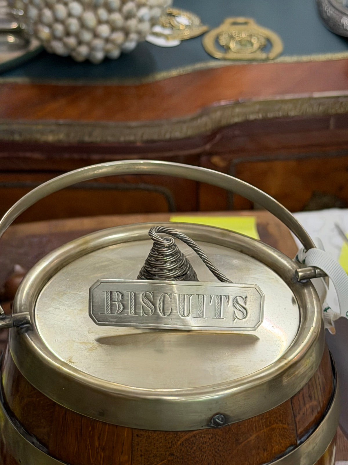 19th Century Oak & Silver Plated Biscuit Barrel
