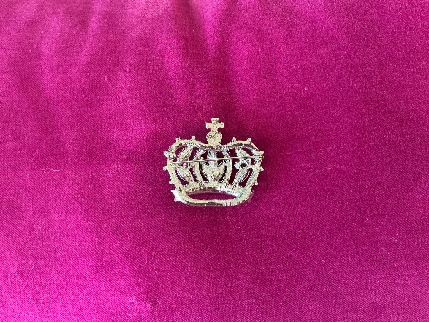 Vintage Rhinestone Crown Brooch from Great Britain
