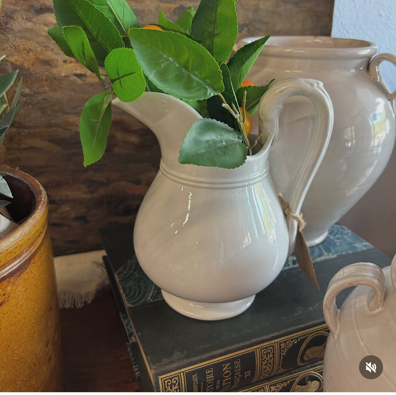 White Antique French pitcher