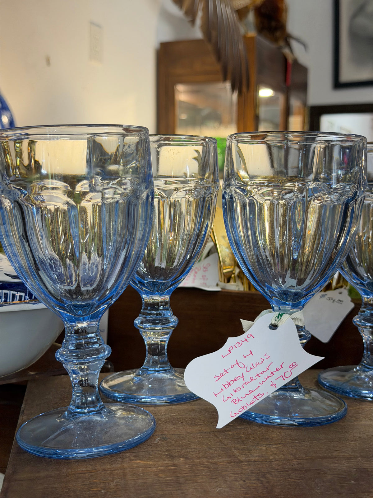 Libbey Gibraltar Blue Water Goblets | Set of 4