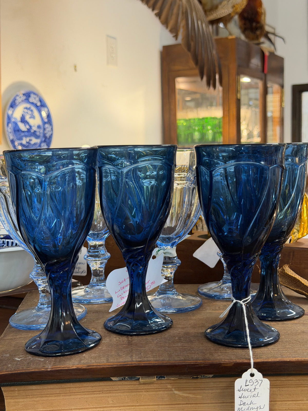 Vintage Noritake Sweet Swirl Dark Midnight Blue | Set of 7