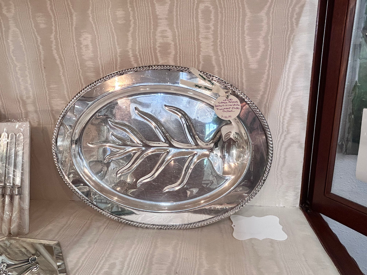 Vintage Rogers Brothers Tree Meat Plate Footed