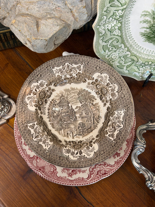 Brown Staffordshire Soup Plates | Limited England | Set of 6