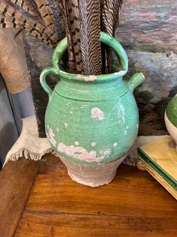 Antique French Castelnaudary light green orjol