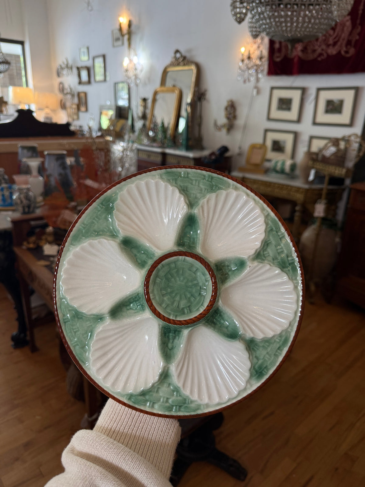 Antique French Majolica Oyster Plates