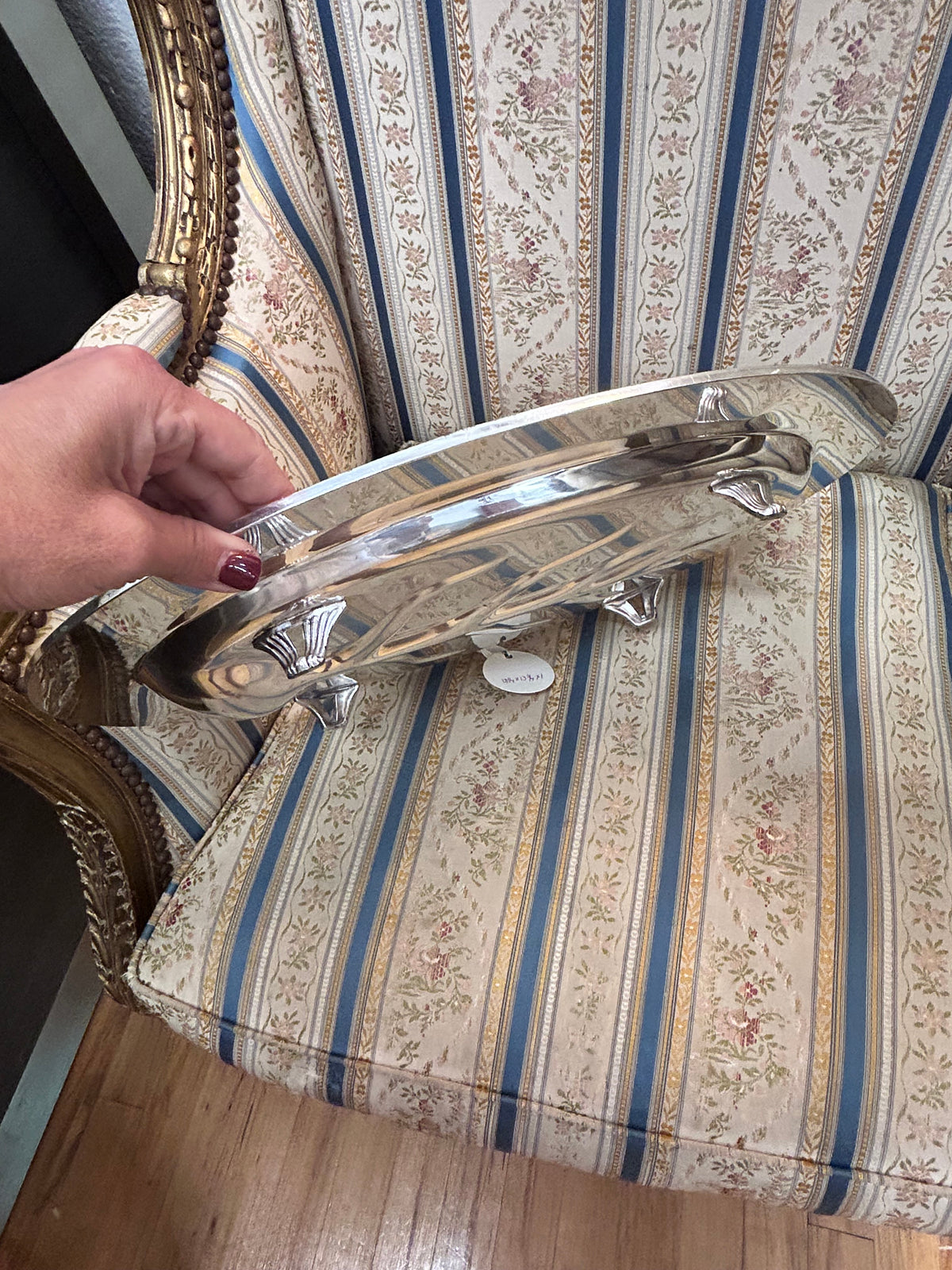Vintage Rogers Brothers Silverplate Tree Meat Tray Footed | Floral Rim