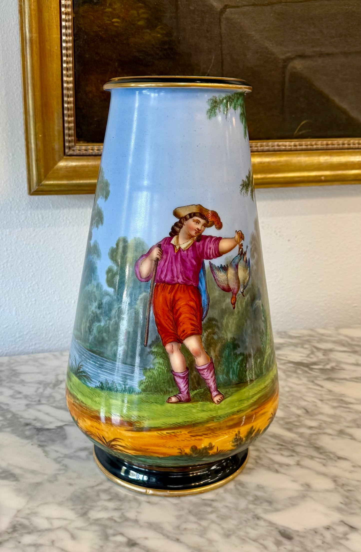 Pair Of Porcelain Painted Vases, Early 1800'S