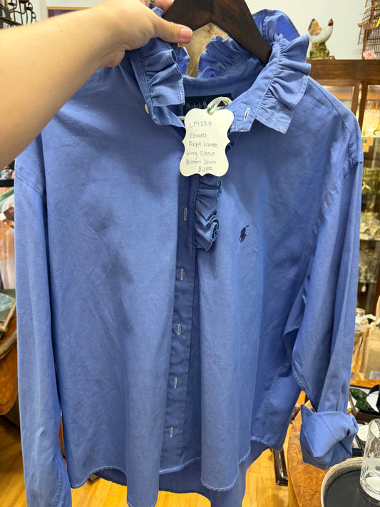 English Ralph Lauren Ruffle Shirt Blue