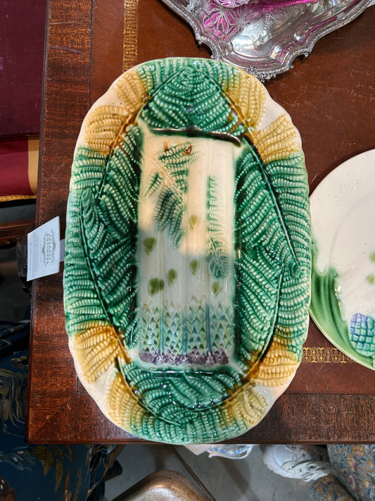 Majolica, asparagus platter