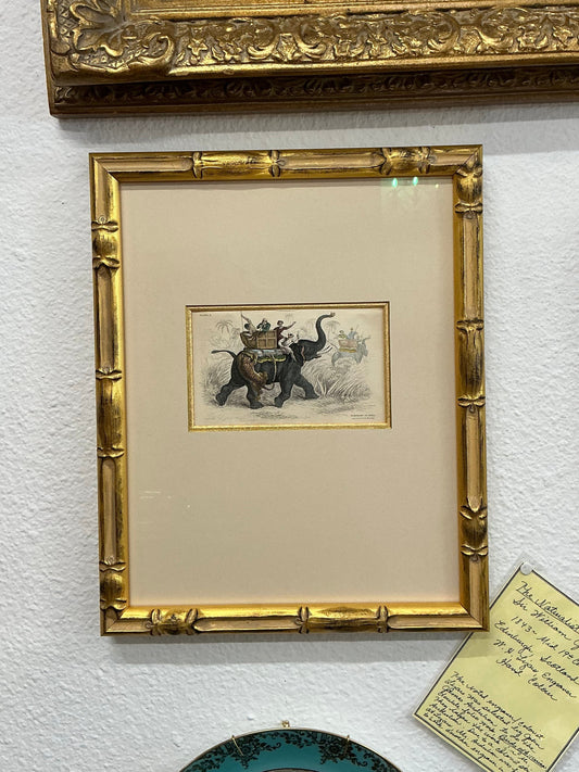 Victorian W.H. Lizars Hand-Colored Etchings Elephant