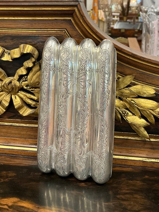19th Century Antique Weber Etched Sterling Silver Cigar Case