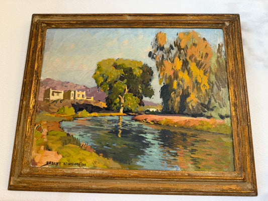Robert Atwood American Painting 1892-1970. Landscape Of Water, Dated 1938
