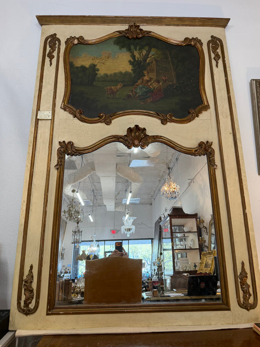 Cream And Gold  Trumeau Mirror