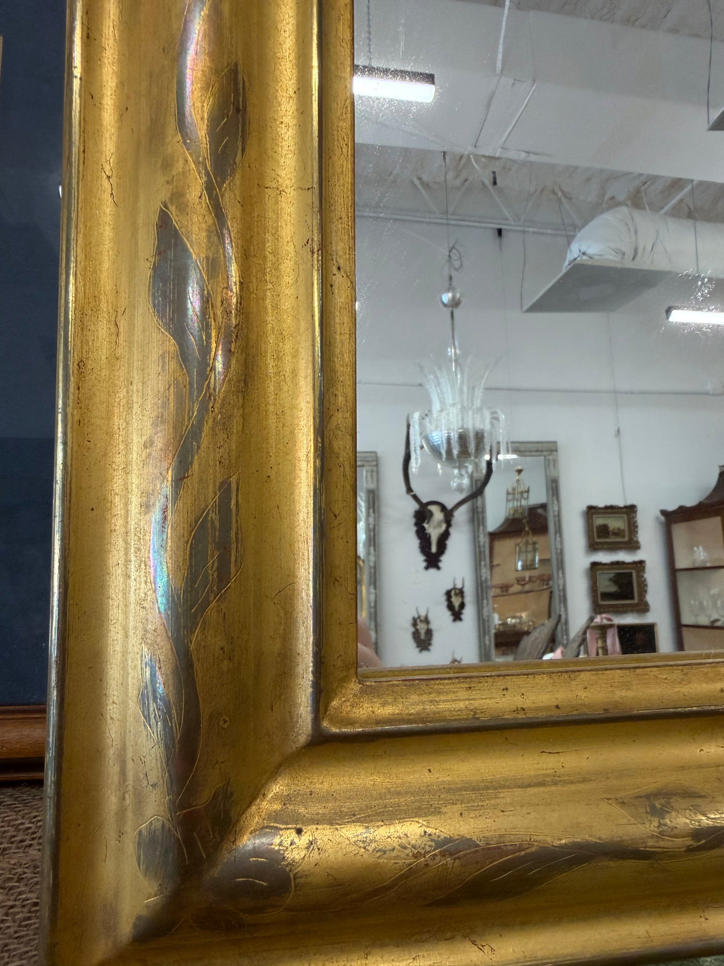 French Louis Xvi Style Gilt-Painted Gold Mirror