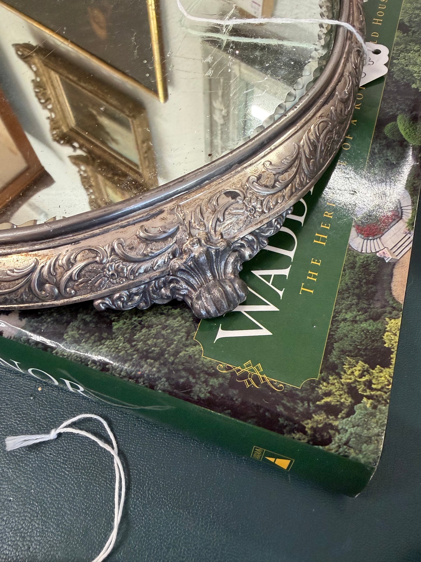 Antique Silver Plate Mirror Plateau