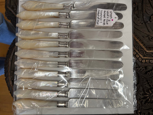Set of 11 Antique Knives, Silverplate and Mother of Pearl