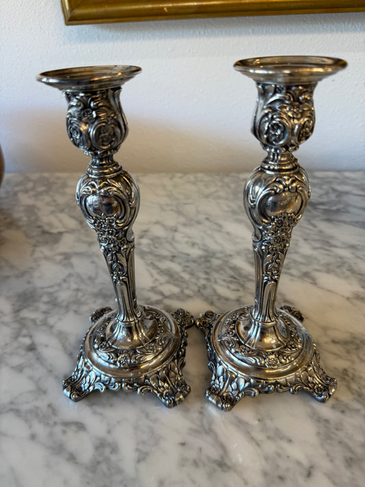 Vintage WM Rogers Silverplate Candlesticks, Pair