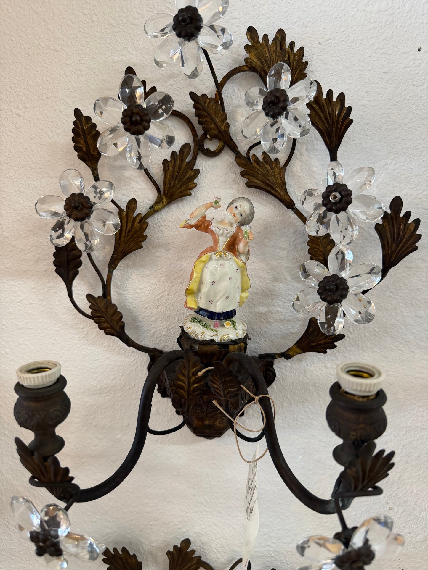 Set Of Sconces With Porcelain Figurines