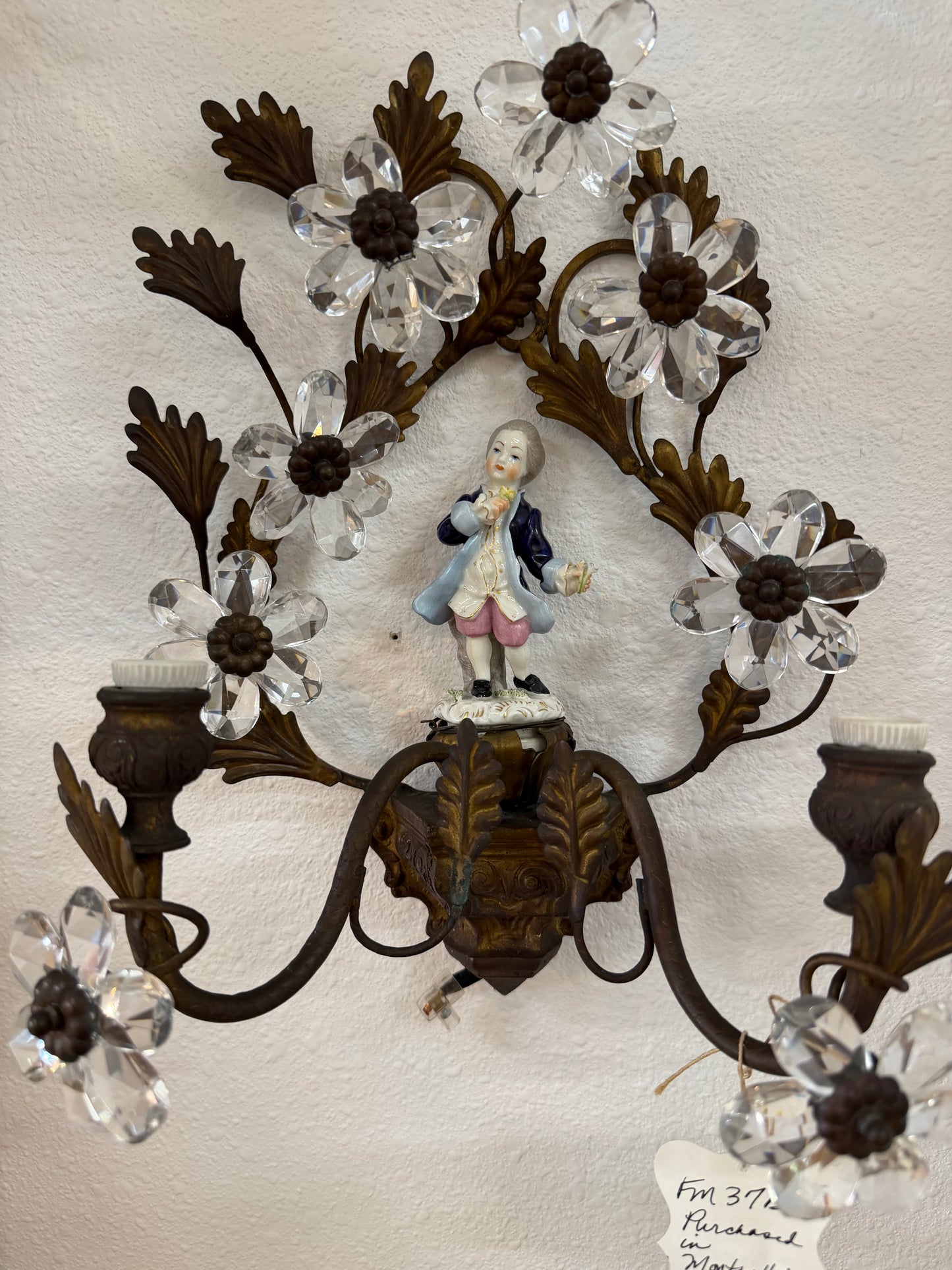 Set Of Sconces With Porcelain Figurines