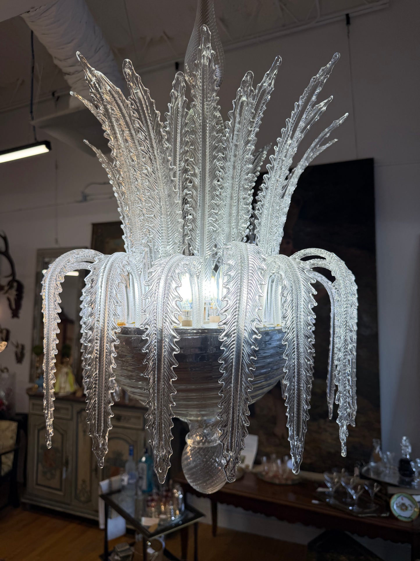 1950s Barovier&Toso Chandeliers, Campo San Maurizie, 1 Meter High X 50 Cm Wide