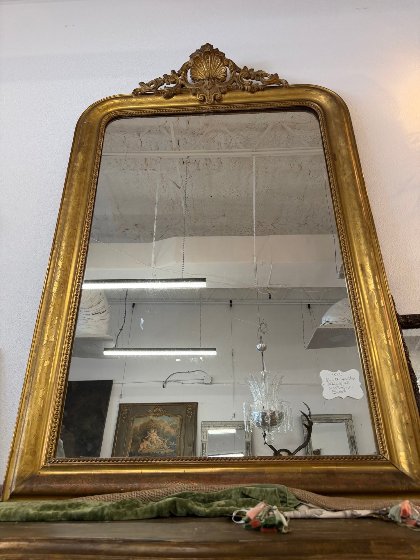 Louis Phillippe Large Gilded Mirror, 60.5"T 40"W X 2"
