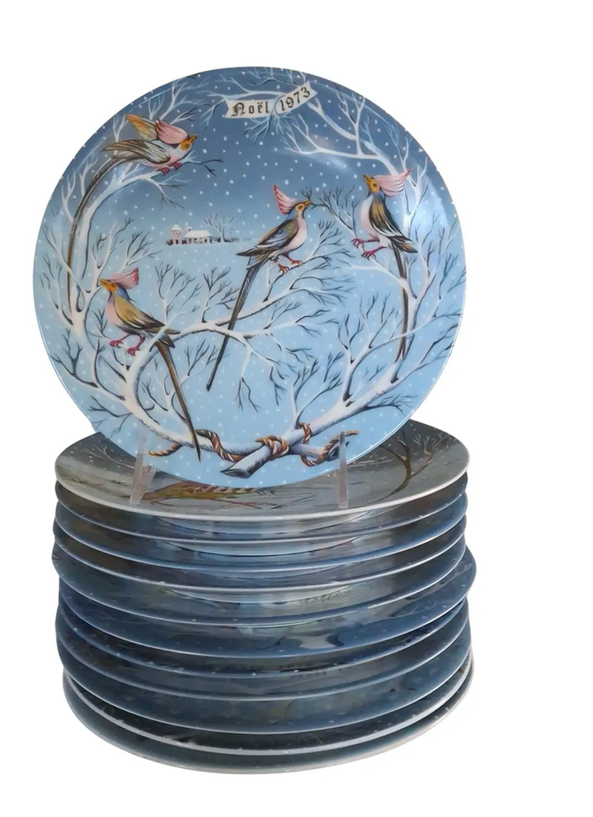 Vintage 1970s Haviland Limoge & Remy Hetraue the Twelve Days of Christmas Plates | Set of 12