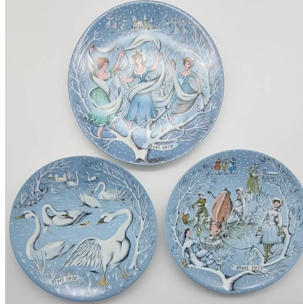 Vintage 1970s Haviland Limoge & Remy Hetraue the Twelve Days of Christmas Plates | Set of 12